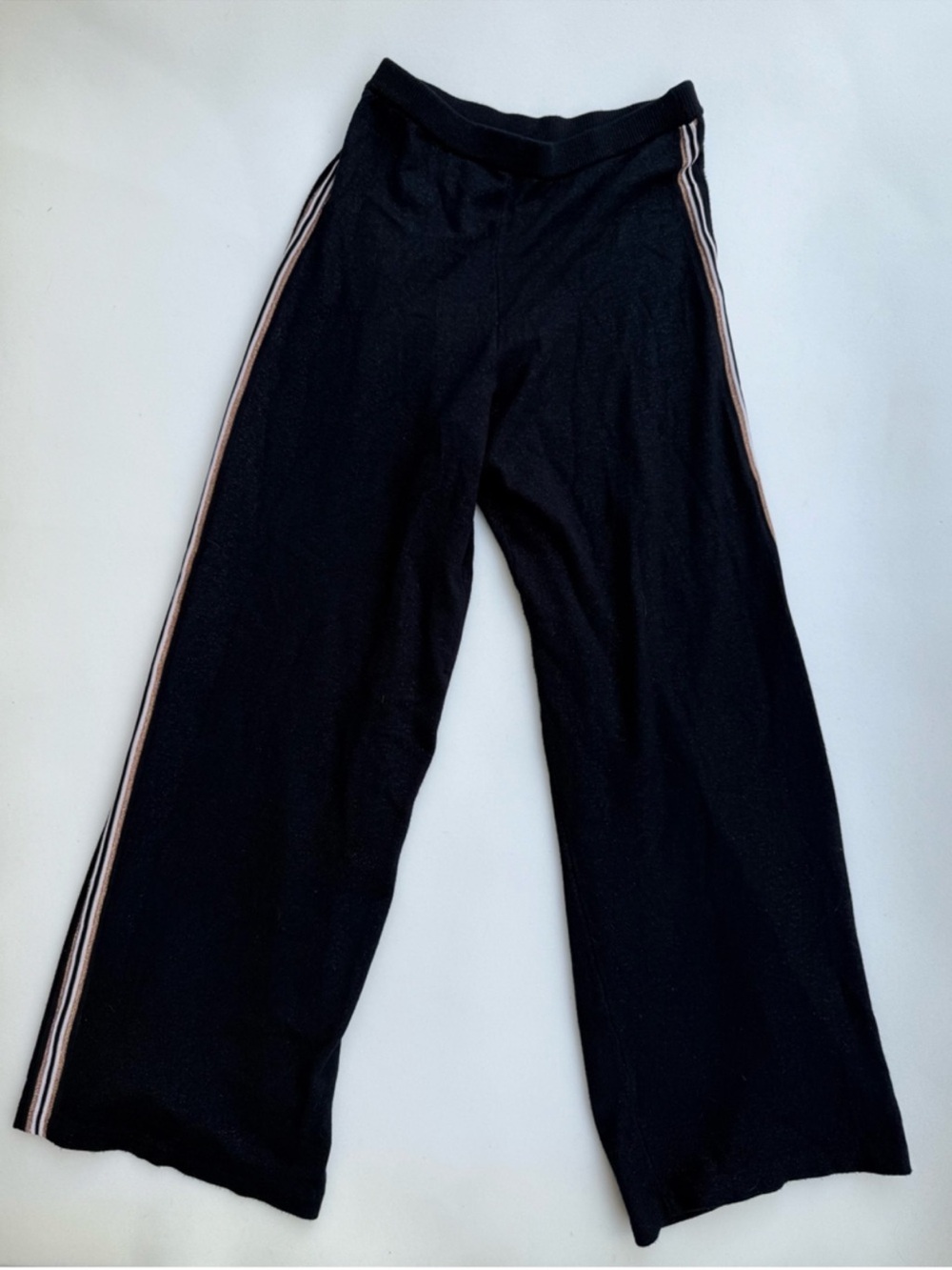 House of Harlow 1960 Wide Leg Sweater Knit Pants Womens S Black Racing Stripe